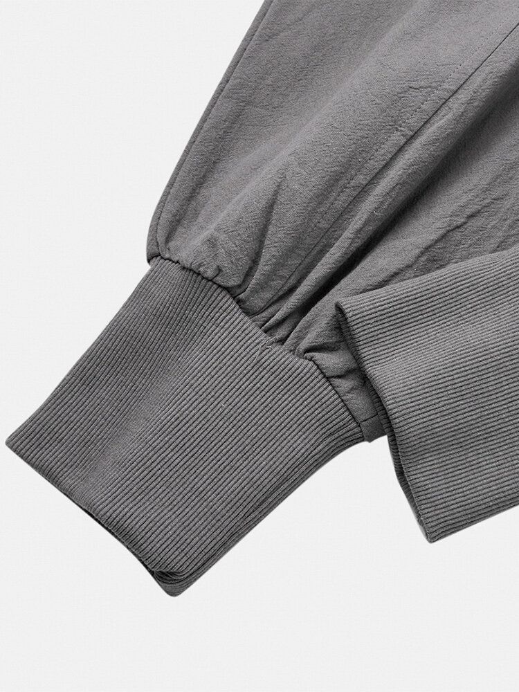 Pantalones De Harén Con Cordón Elástico En El Tobillo De Color Sólido De Algodón Para Hombre