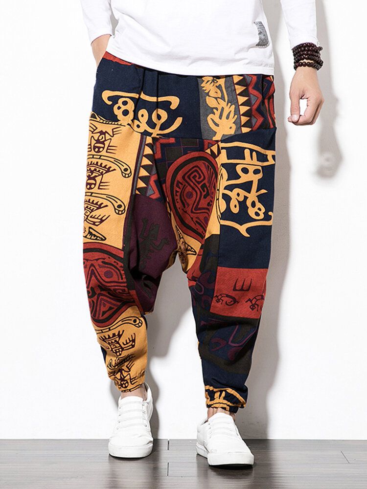 Pantalones Harén Vintage De Lino De Algodón Para Hombre Pantalones Anchos De Hip Hop