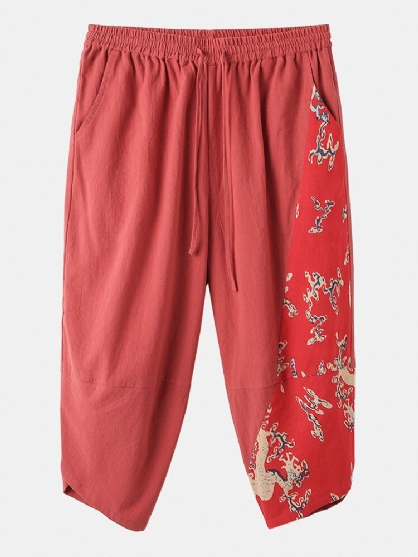 Pantalones Hasta La Pantorrilla Con Estampado De Dragón Transpirable 100% Algodón Para Hombre