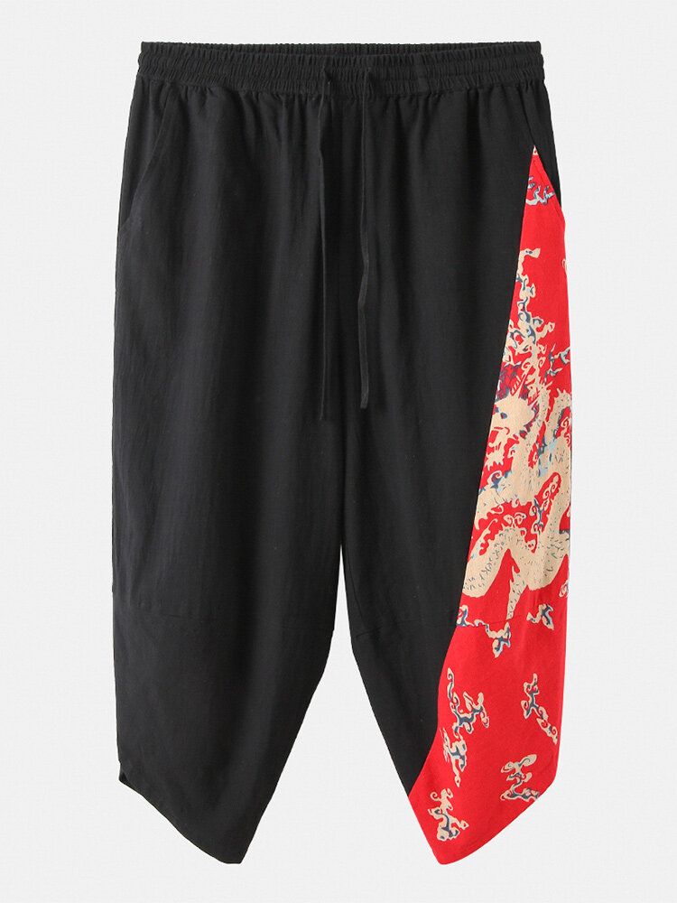 Pantalones Hasta La Pantorrilla Con Estampado De Dragón Transpirable 100% Algodón Para Hombre