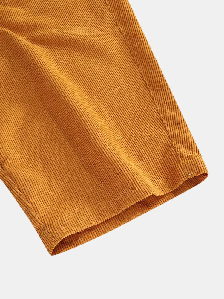 Pantalones Holgados Con Cordón De Varios Bolsillos De Pana De Color Sólido Para Hombre