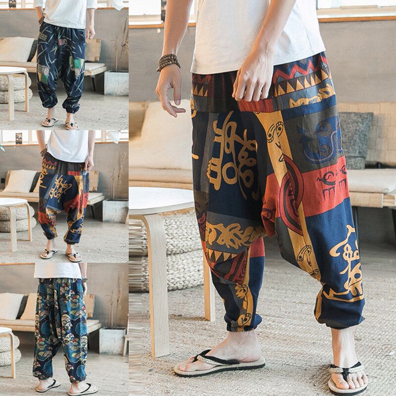 Pantalones Holgados De Yoga Con Estampado Floral Estampado Étnico Para Hombre