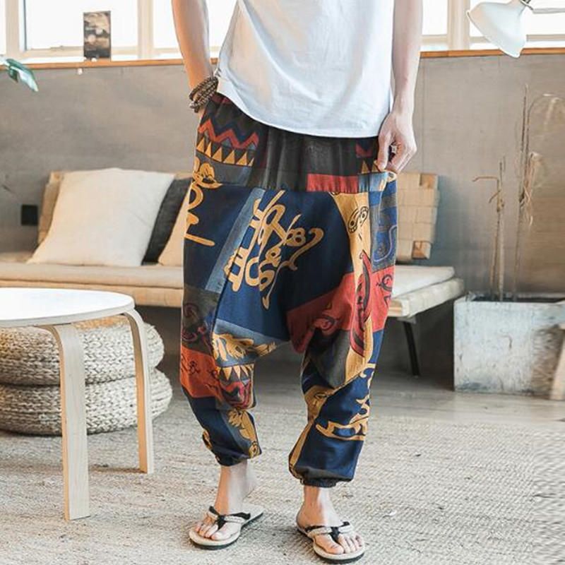 Pantalones Holgados De Yoga Con Estampado Floral Estampado Étnico Para Hombre