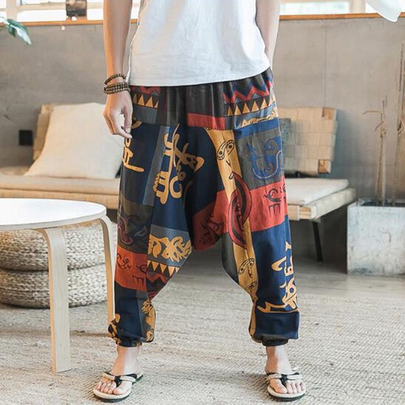 Pantalones Holgados De Yoga Con Estampado Floral Estampado Étnico Para Hombre