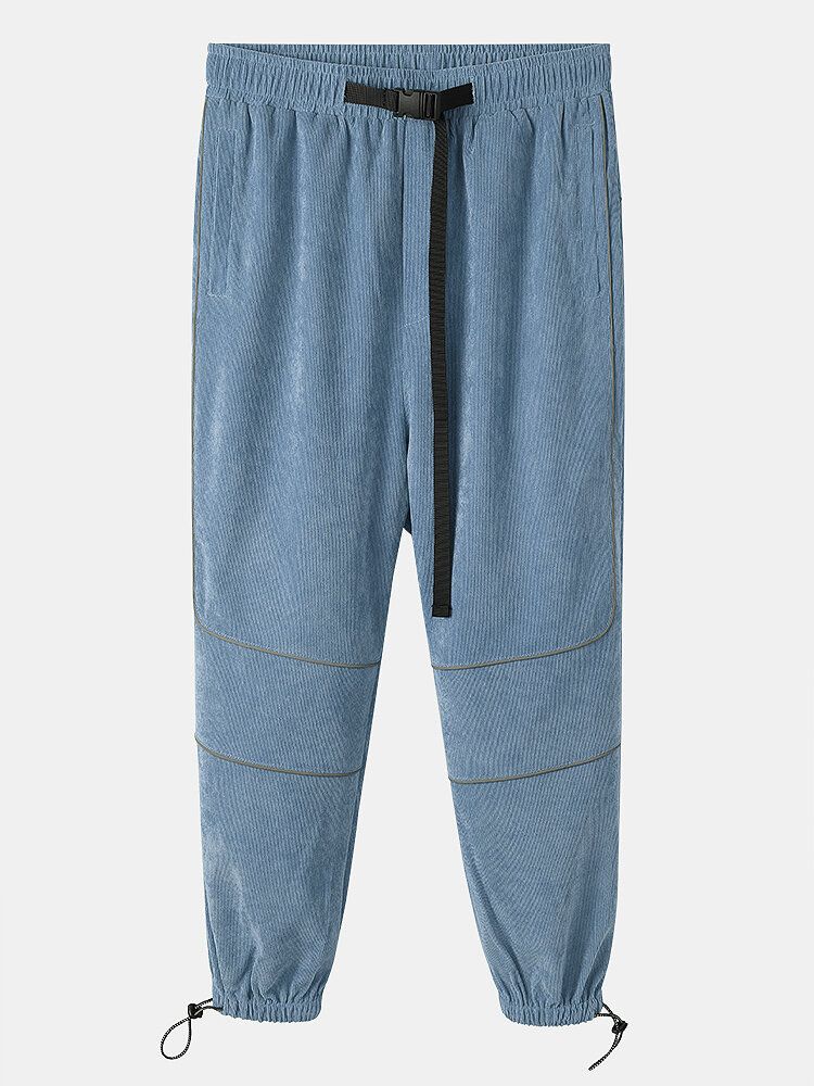 Pantalones Jogger Cargo Con Cordón De Color Sólido Para Hombre Con Bolsillo