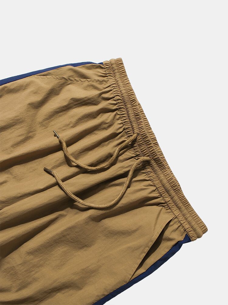 Pantalones Jogger De Cintura Con Cordón De Retazos De Color En Contraste Para Hombre