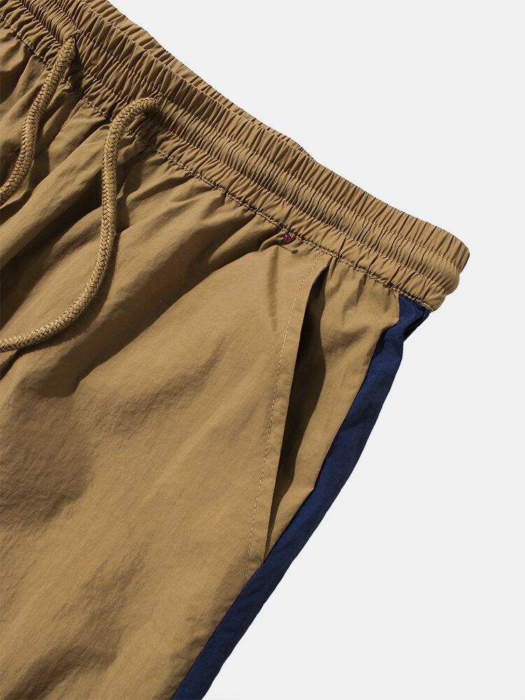 Pantalones Jogger De Cintura Con Cordón De Retazos De Color En Contraste Para Hombre