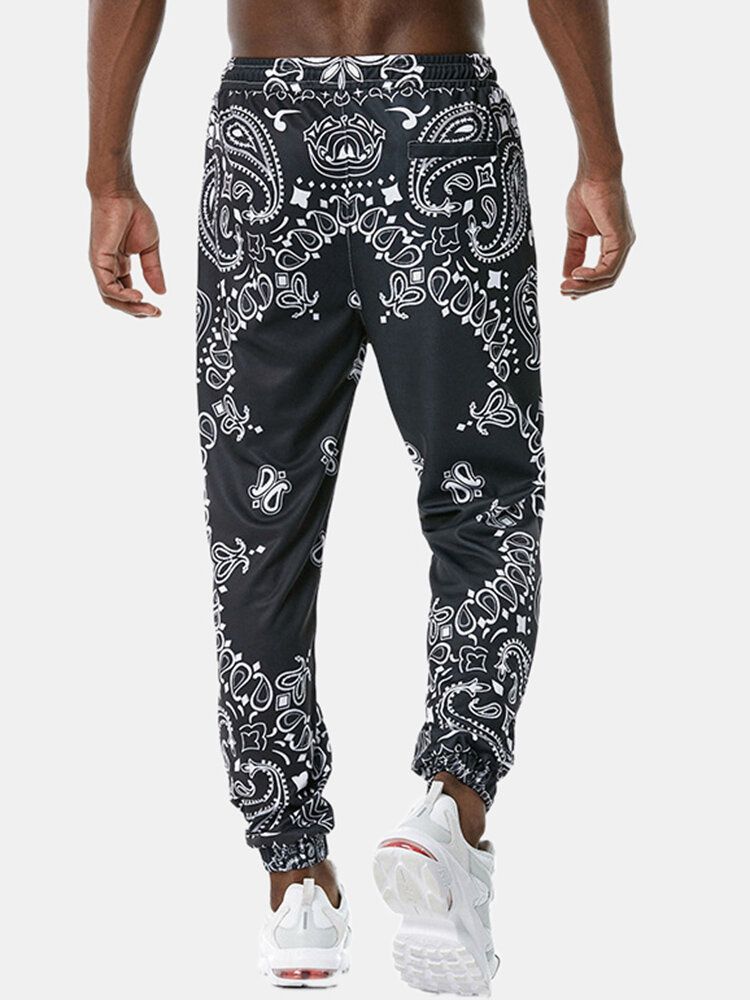 Pantalones Jogger Con Cordón De Casaul Con Estampado De Paisley Y Bolsillo Para Hombre