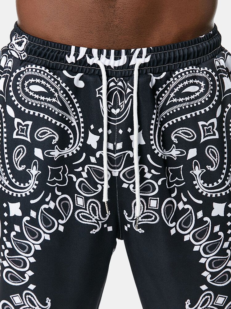 Pantalones Jogger Con Cordón De Casaul Con Estampado De Paisley Y Bolsillo Para Hombre