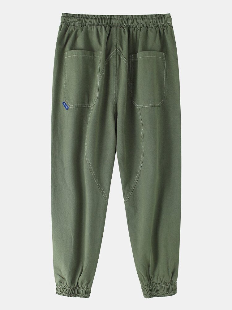 Pantalones Jogger Con Cordón Suelto Y Costura Para Hombre Con Bolsillo Grande