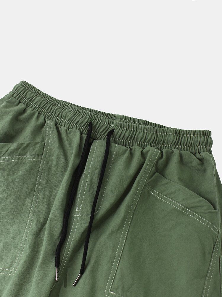 Pantalones Jogger Con Cordón Suelto Y Costura Para Hombre Con Bolsillo Grande