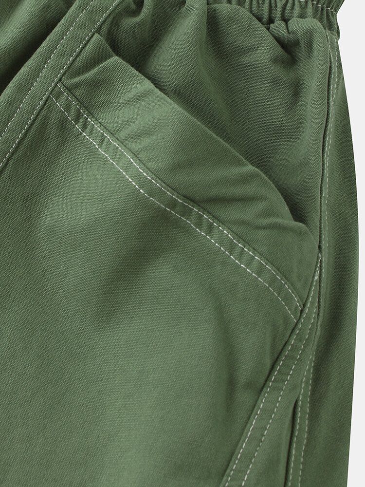 Pantalones Jogger Con Cordón Suelto Y Costura Para Hombre Con Bolsillo Grande