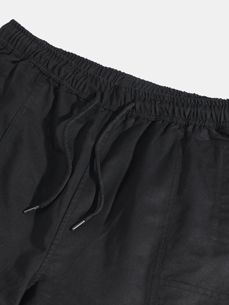 Pantalones De Jogging Cargo Con Cordón De Algodón Elástico Con Detalle De Costuras Para Hombre