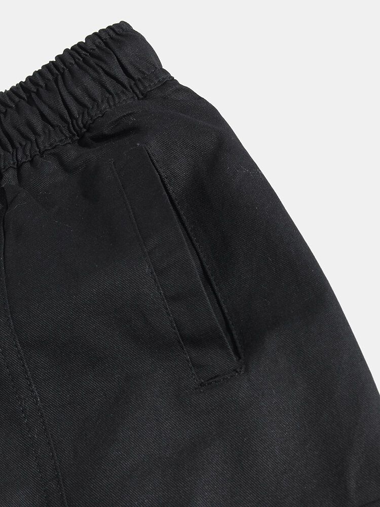 Pantalones De Jogging Cargo Con Cordón De Algodón Elástico Con Detalle De Costuras Para Hombre