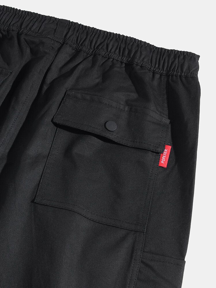 Pantalones De Jogging Cargo Con Cordón De Algodón Elástico Con Detalle De Costuras Para Hombre