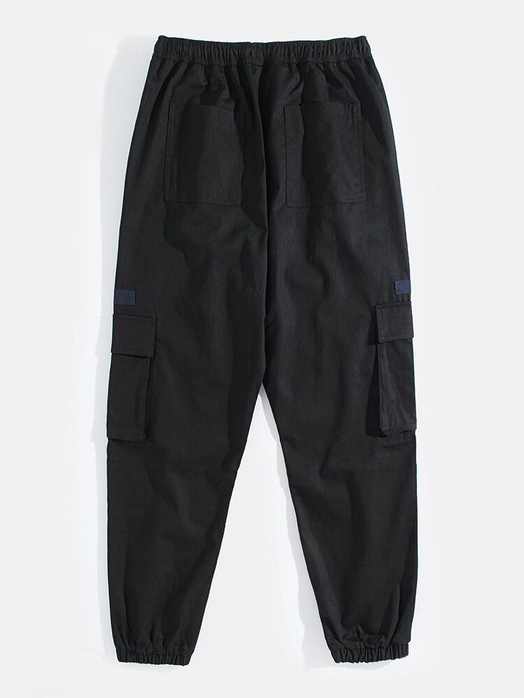 Pantalones De Jogging Cargo Con Cordón Elástico En El Tobillo Con Apliques De Múltiples Bolsillos Para Hombre