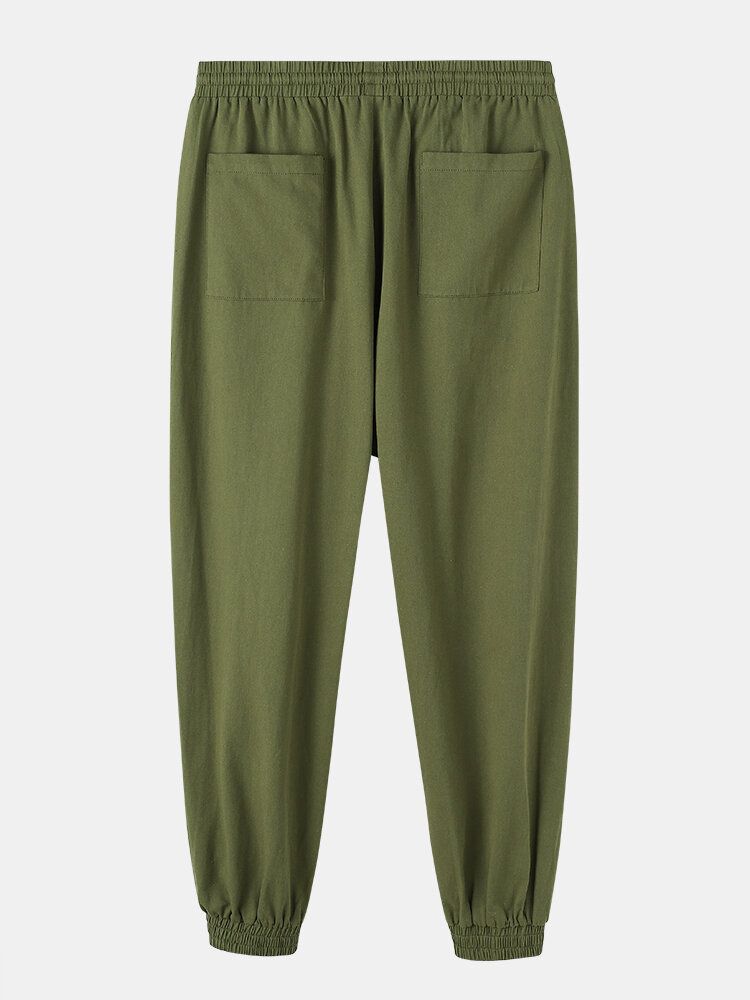 Pantalones De Jogging Con Cordón De Cintura Media De Algodón 100% Para Hombre Con Bolsillo