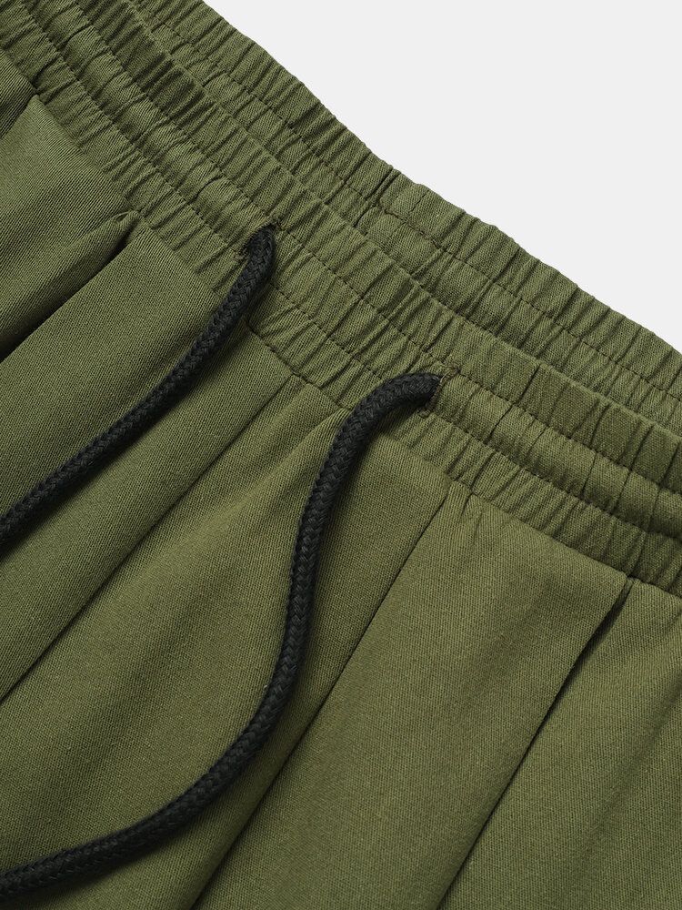 Pantalones De Jogging Con Cordón De Cintura Media De Algodón 100% Para Hombre Con Bolsillo