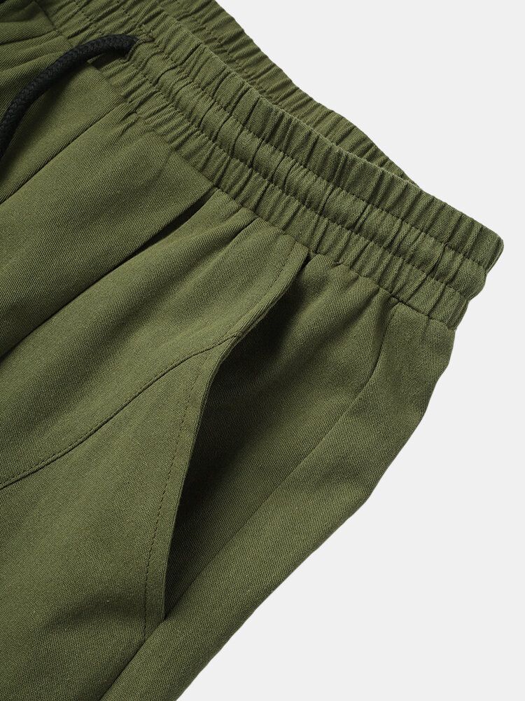 Pantalones De Jogging Con Cordón De Cintura Media De Algodón 100% Para Hombre Con Bolsillo