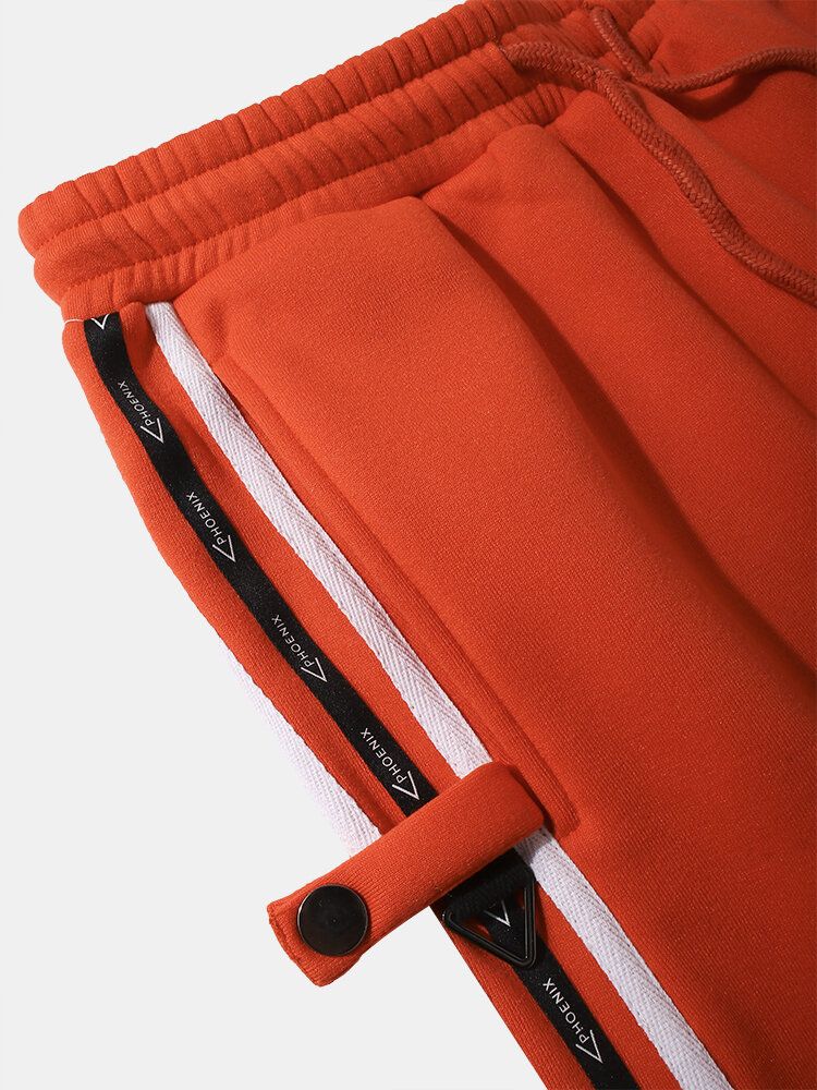 Pantalones De Jogging Con Cordón Y Cordón De Letras Laterales Para Hombre Con Bolsillo