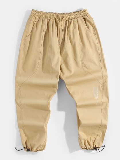 Pantalones De Jogging Con Puños Con Cordón Y Detalle De Costura Con Estampado De Letras Para Hombre Con Bolsillo