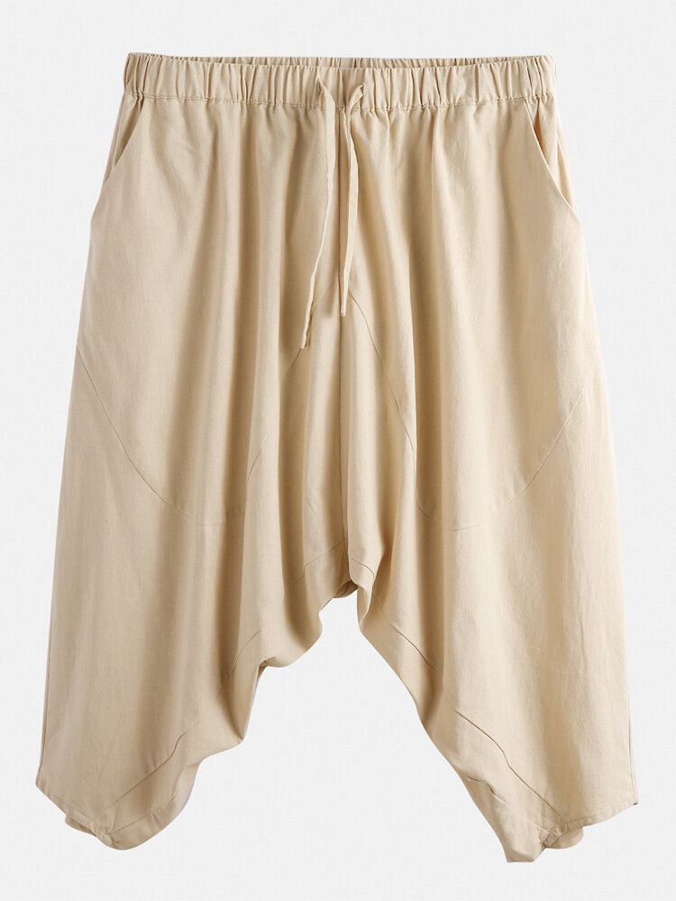 Pantalones De Longitud De Pantorrilla Sueltos Con Cordón De Algodón 100% Algodón Para Hombre