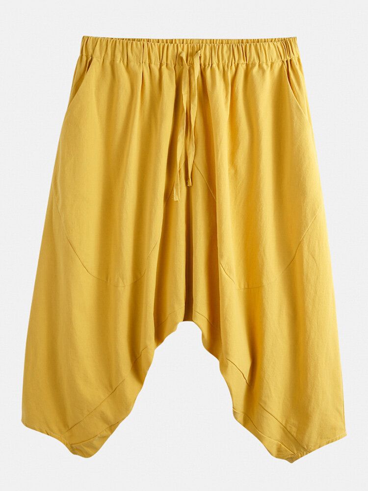 Pantalones De Longitud De Pantorrilla Sueltos Con Cordón De Algodón 100% Algodón Para Hombre