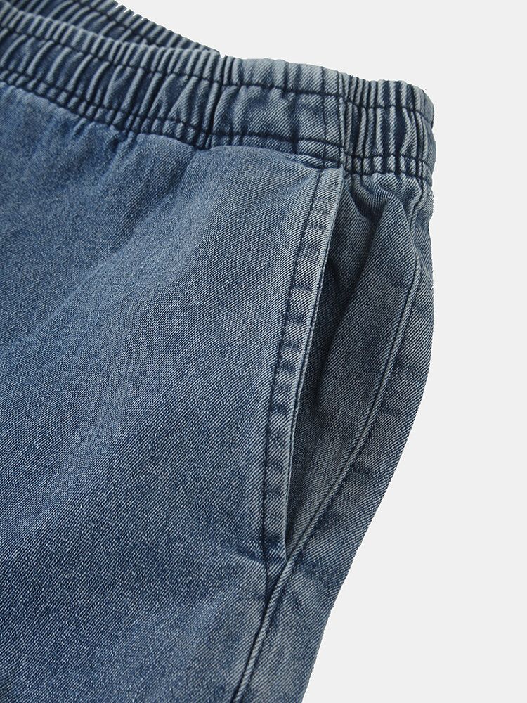 Pantalones De Mezclilla Elásticos De Tobillo Con Cordón De Estilo Cargo De Algodón Para Hombre Con Múltiples Bolsillos