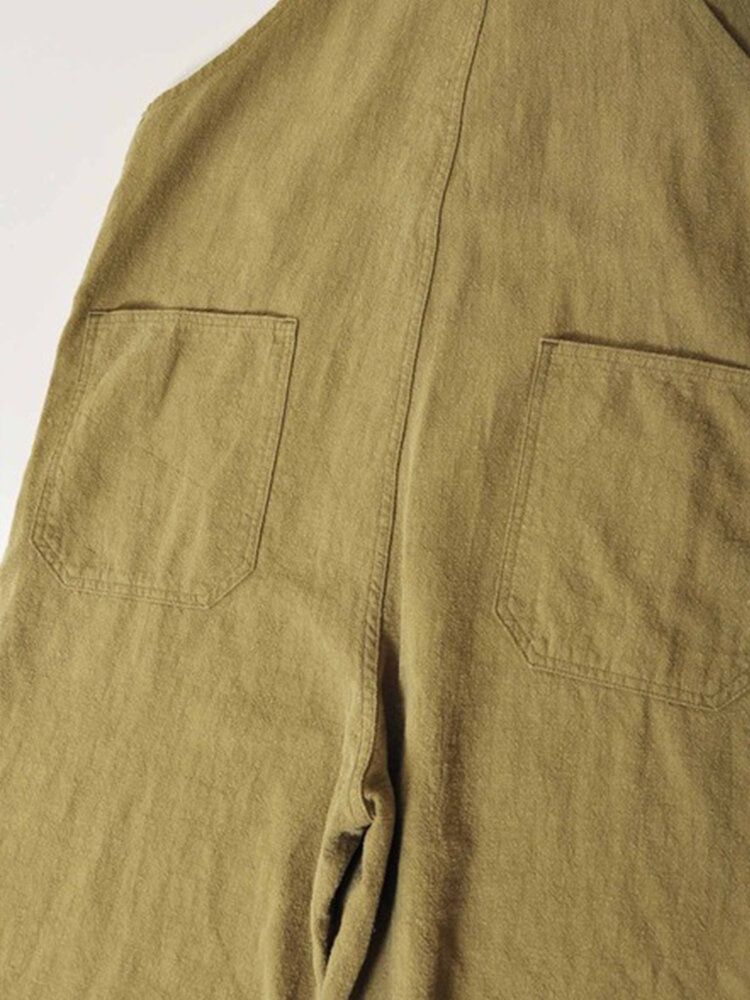 Pantalones De Monos Holgados De Pierna Ancha Recta Para Hombres 100% Algodón Con Múltiples Bolsillos