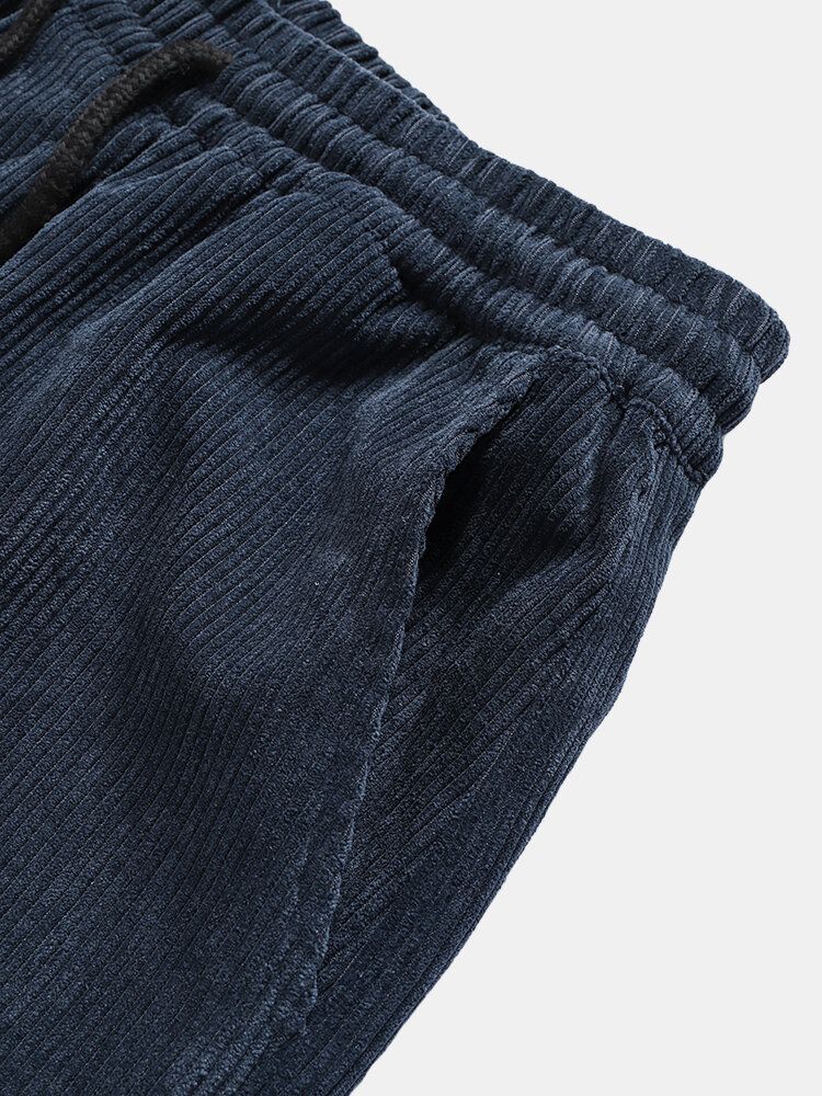 Pantalones De Pierna Ancha Casuales Con Cordón De Pana Para Hombre Con Bolsillo