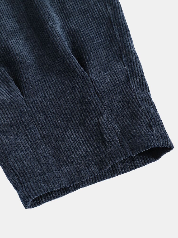 Pantalones De Pierna Ancha Casuales Con Cordón De Pana Para Hombre Con Bolsillo