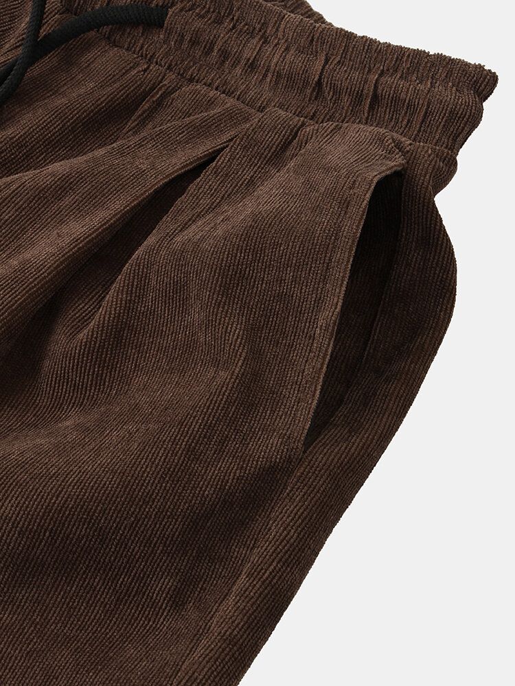 Pantalones De Pies De Viga Casual Con Bolsillo Con Textura De Pana Para Hombre