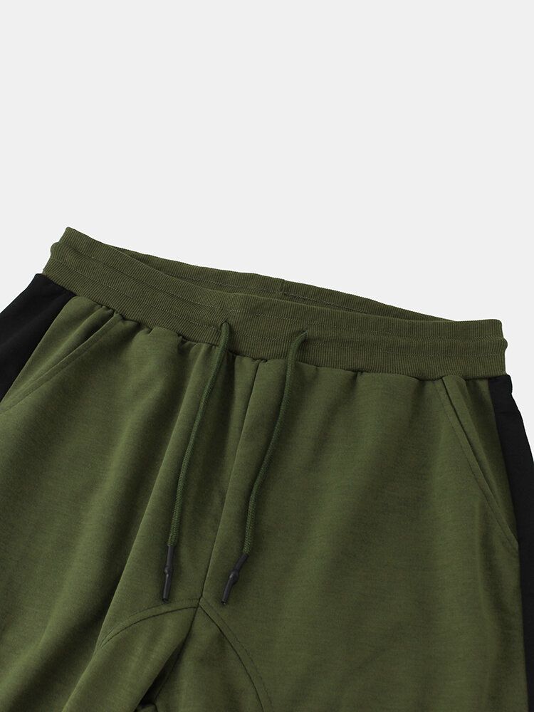 Pantalones De Pies De Viga Con Cordón Informal De Algodón A Rayas Laterales Para Hombre Con Bolsillo Con Solapa