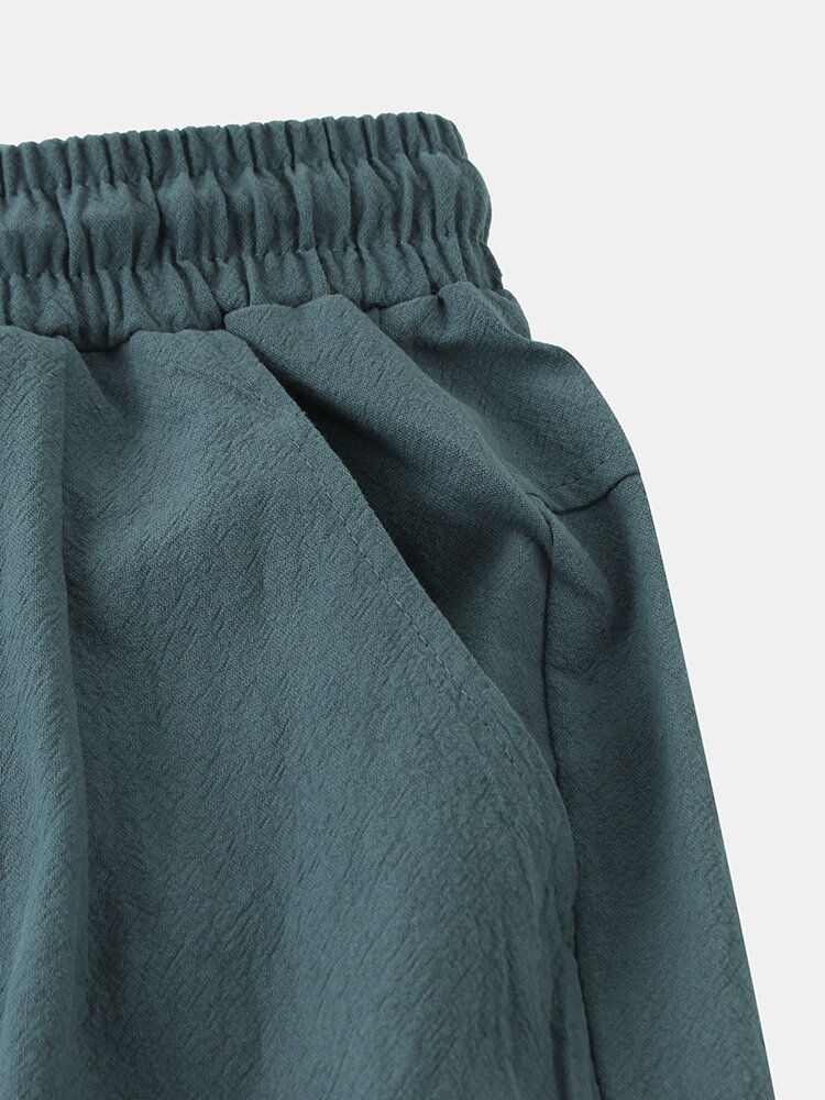 Pantalones De Puño Elástico Con Cordón Sólido De Estilo Nacional Con Botones De Rana Para Hombre