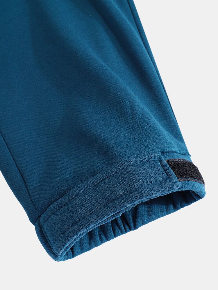 Pantalones De Puños Pegajosos Casuales De Color Sólido Para Hombre Con Cintura Con Hebilla De Empuje