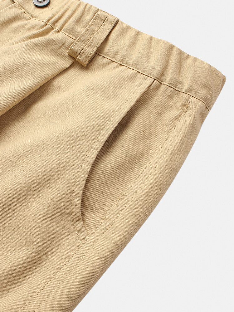 Pantalones Tipo Jogging Cargo Con Múltiples Bolsillos De Color Sólido 100% Algodón Para Hombre