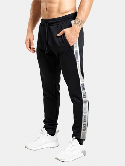 Pantalones De Tobillo Elásticos Con Cordón Informal De Algodón Con Cinta Lateral Para Hombre Con Bolsillo