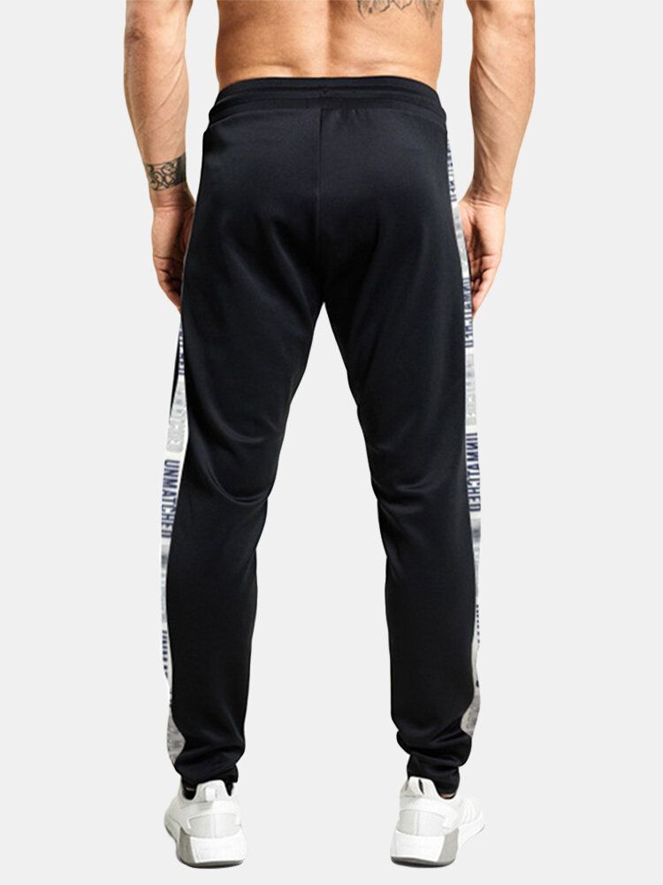 Pantalones De Tobillo Elásticos Con Cordón Informal De Algodón Con Cinta Lateral Para Hombre Con Bolsillo