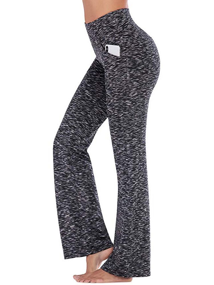 Pantalones De Yoga Deportivos Casuales Para Mujer De Color Sólido Con Alto Wasit