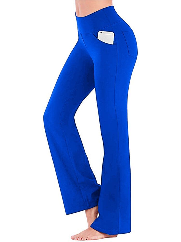 Pantalones De Yoga Deportivos Casuales Para Mujer De Color Sólido Con Alto Wasit