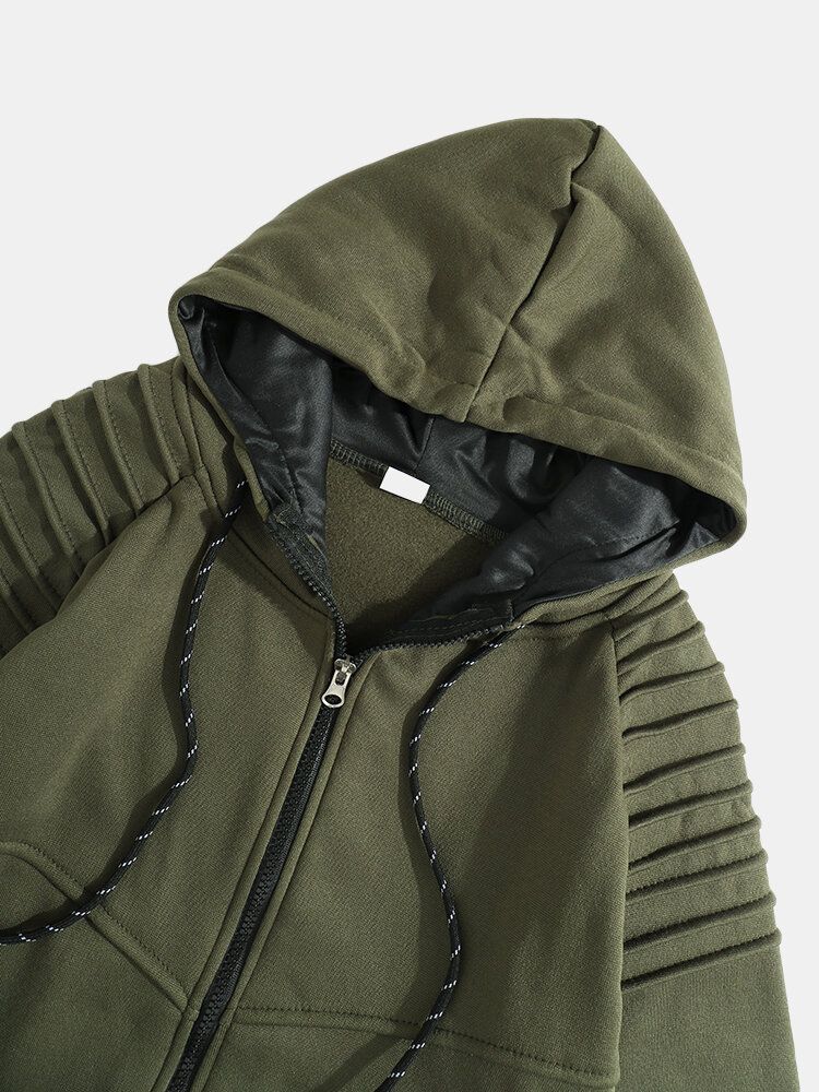 Sudadera Con Capucha Frontal Con Cremallera De Algodón Para Hombre Con Pantalones Deportivos Trajes Sólidos De Dos Piezas