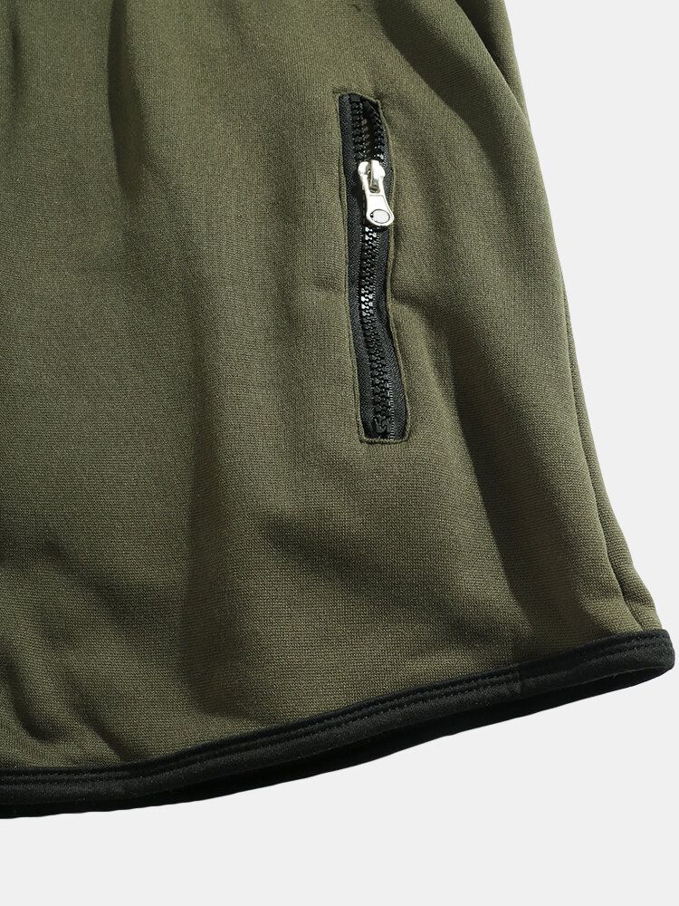 Sudadera Con Capucha Frontal Con Cremallera De Algodón Para Hombre Con Pantalones Deportivos Trajes Sólidos De Dos Piezas