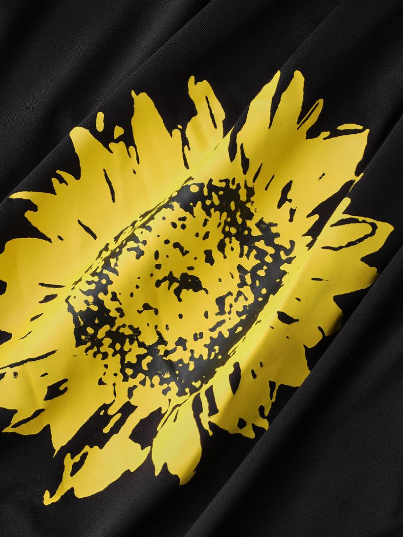 Cami Casual De Verano Sin Mangas Con Estampado De Girasol Sin Tirantes Para Mujer