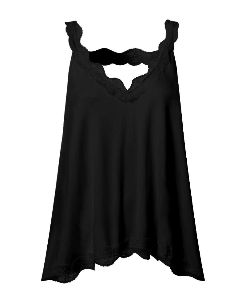 Camiseta Sin Mangas Sin Mangas De Retazos De Encaje Con Cuello En V Informal De Verano