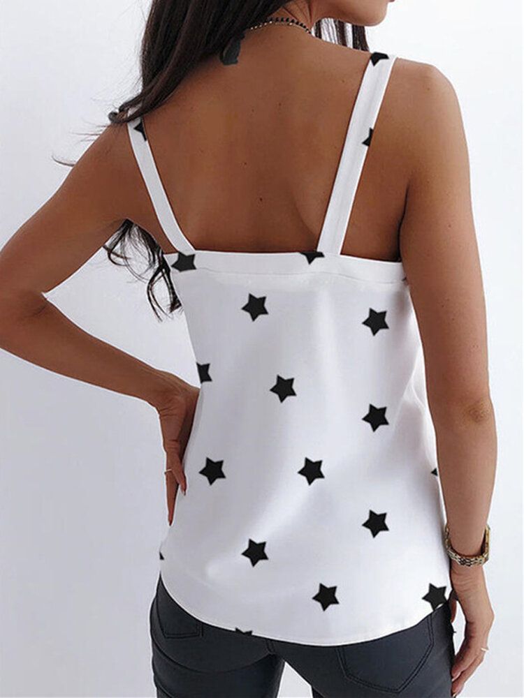 Camisetas Sin Mangas De Verano Con Estampado De Estrellas Sueltas Para Mujeres