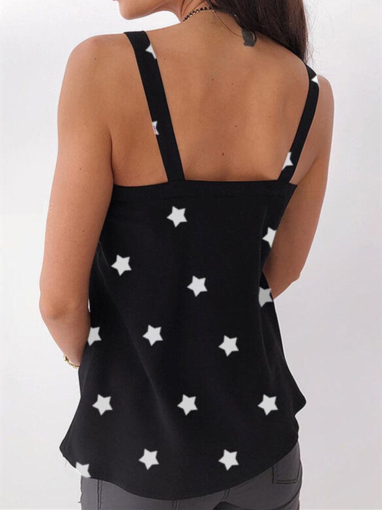 Camisetas Sin Mangas De Verano Con Estampado De Estrellas Sueltas Para Mujeres