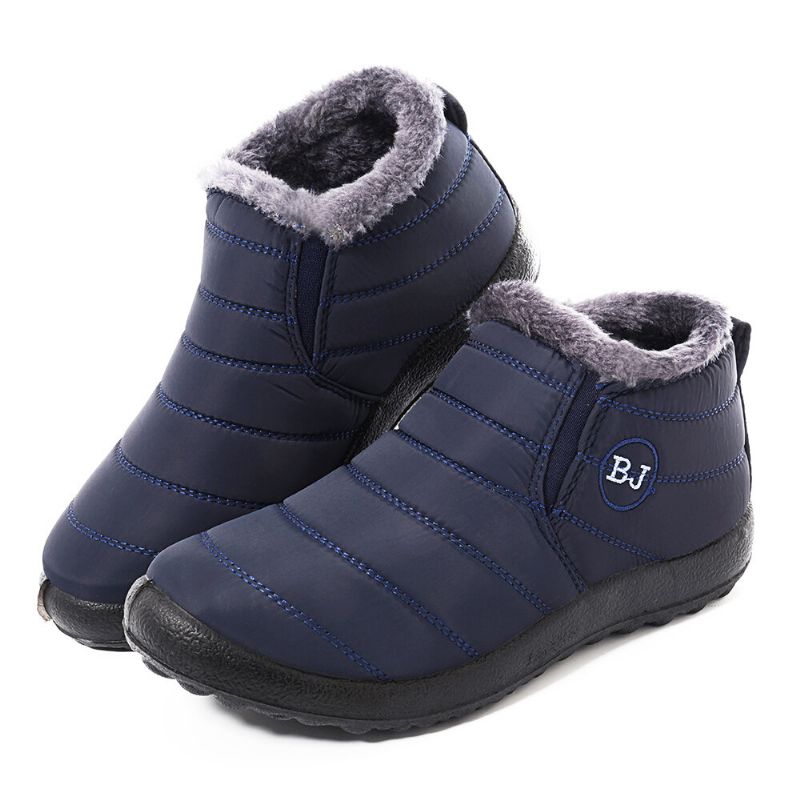 Bj Shoes Botas De Nieve De Tobillo Plano Con Forro De Lana Cálida Para Mujer