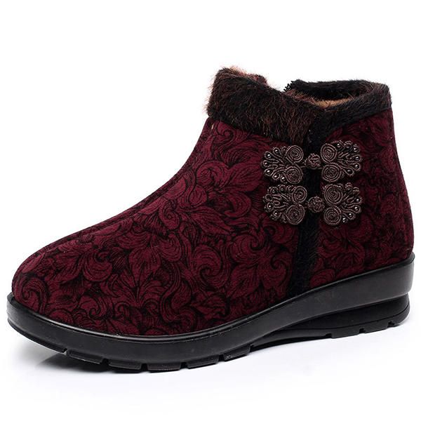 Botas De Algodón De Invierno Para Mujer Cremallera Superior Alta Botines Calientes