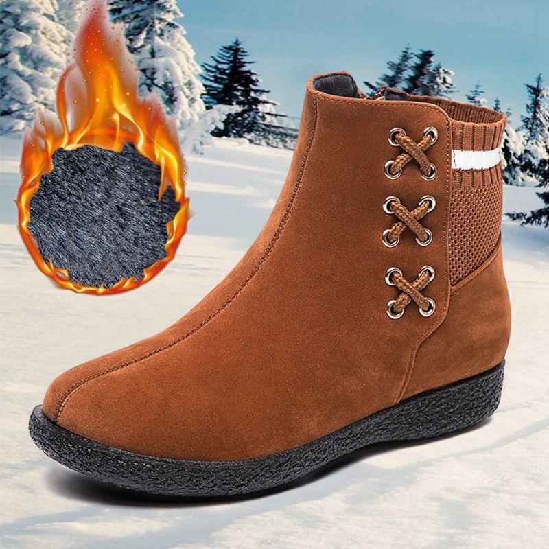 Botas De Algodón Para La Nieve Con Costura De Punto Acolchado Cálido Informal Para Mujer