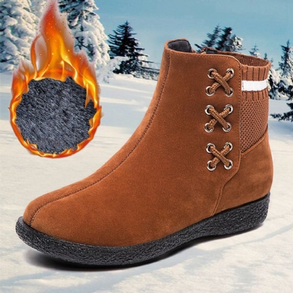 Botas De Algodón Para La Nieve Con Costura De Punto Acolchado Cálido Informal Para Mujer